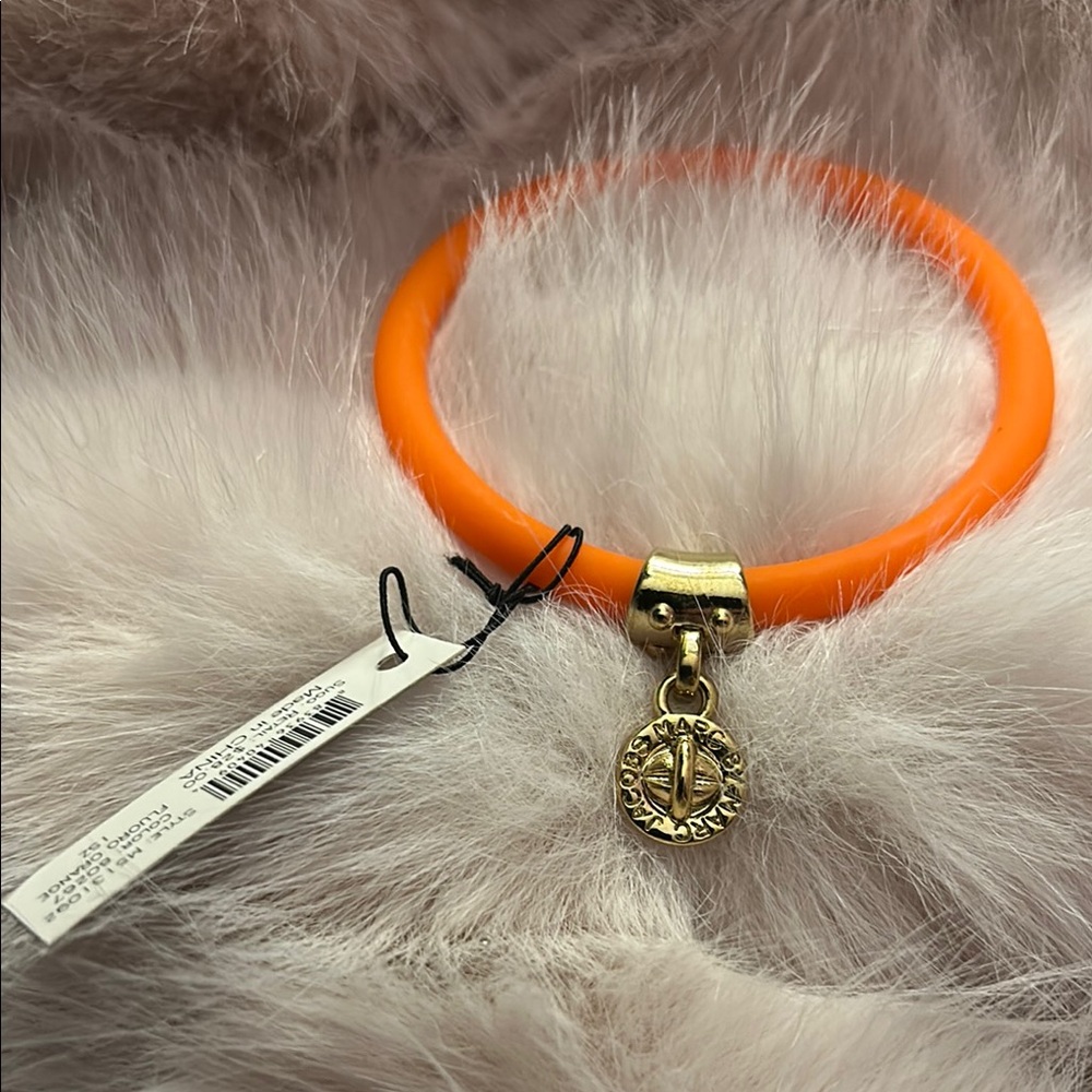 Marc by Marc Jacobs Orange Silicone is Bracelet with Charm and Clasp NWT